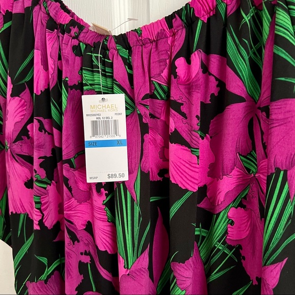 NWT Michael Kors Blouse Top One Shoulder Cascade Ruffle Overlay XL - Picture 2 of 5